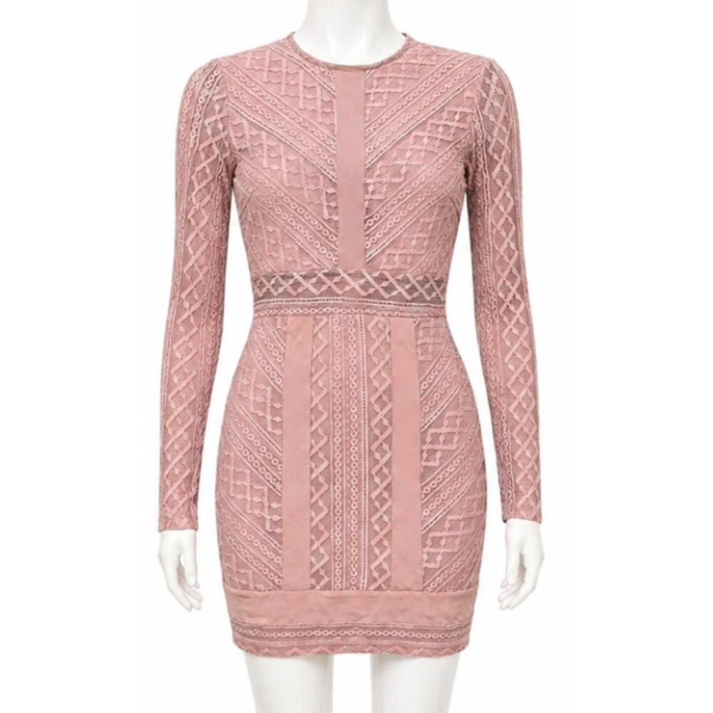 Privy Dress S Pink Long Sleeve See Through Feminine Coquette Lolita Romantic
